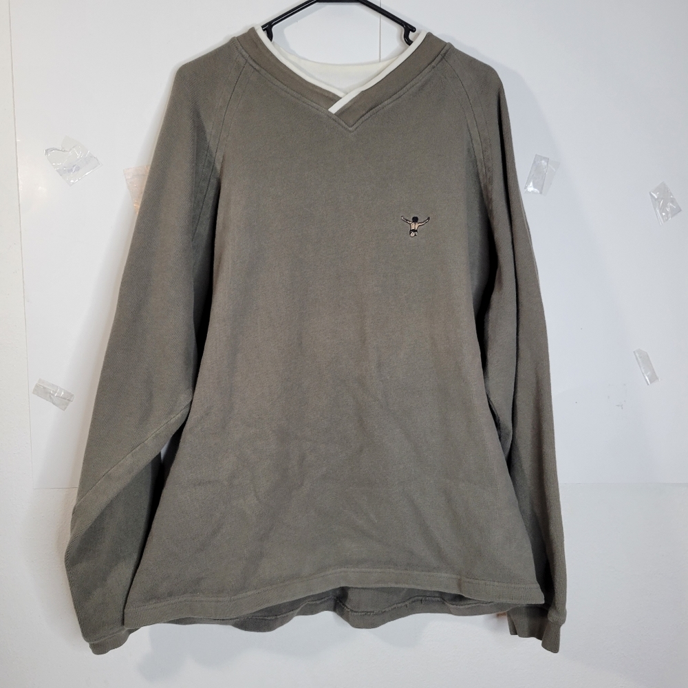 Mens Chiemsee V-neck Heavy 100% Cotton Plush Jersey Pullover Size XL